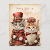 Wunderschönes Kätzchen-Paar Weihnachten Postkarte (Vorderseite)