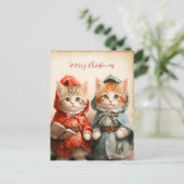 Wunderschönes Kätzchen-Paar Weihnachten Postkarte (Stehend Vorderseite)