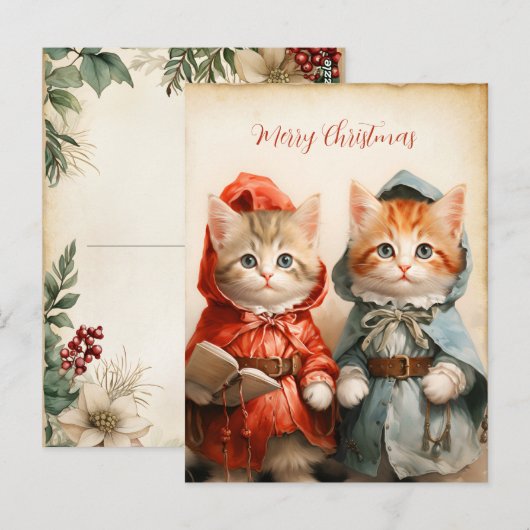 Wunderschönes Kätzchen-Paar Weihnachten Postkarte (Vorne/Hinten)