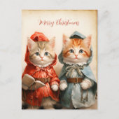Wunderschönes Kätzchen-Paar Weihnachten Postkarte (Vorderseite)