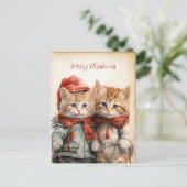 Wunderschönes Kätzchen-Paar Weihnachten Postkarte (Stehend Vorderseite)