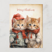 Wunderschönes Kätzchen-Paar Weihnachten Postkarte (Vorderseite)
