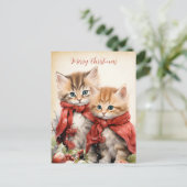 Wunderschönes Kätzchen-Paar Weihnachten Postkarte (Stehend Vorderseite)