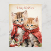 Wunderschönes Kätzchen-Paar Weihnachten Postkarte (Vorderseite)