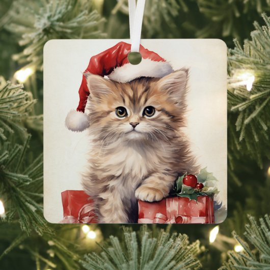 Wunderschönes Kätzchen Weihnachten  Ornament Aus Metall (InSitu)