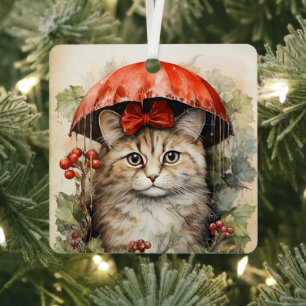 Wunderschönes Kätzchen Weihnachten  Ornament Aus Metall