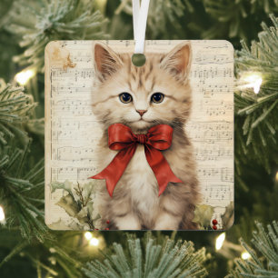 Wunderschönes Kätzchen Weihnachten Ornament Aus Metall