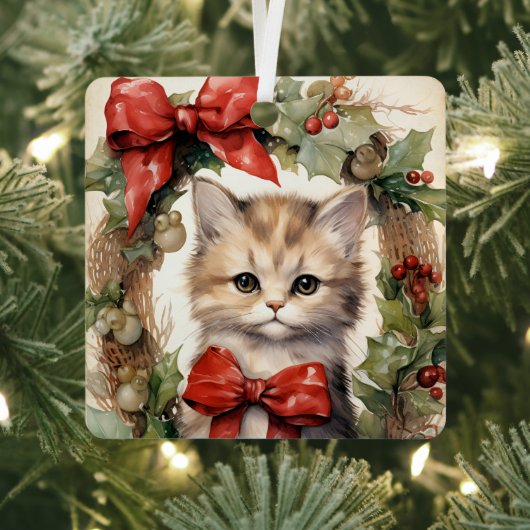 Wunderschönes Kätzchen Weihnachten Ornament Aus Metall (InSitu)