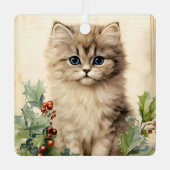 Wunderschönes Kätzchen Weihnachten Ornament Aus Metall (Vorderseite)