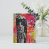 Wunderschönes Kind auf Blumen Mixed Media Collage Postkarte (Stehend Vorderseite)