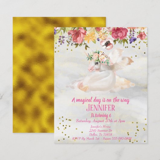 Wunderschönes Kind Gold Unicorn Pegasus Budget (Vorne/Hinten)