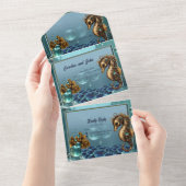 Wunderschönes kleines Steampunk-Seepferd. All In One Einladung (Abreißen)