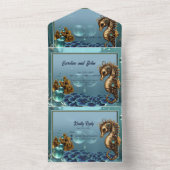 Wunderschönes kleines Steampunk-Seepferd. All In One Einladung (Innen Boden)