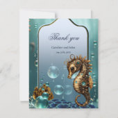 Wunderschönes kleines Steampunk-Seepferd. Dankeskarte (Vorderseite)