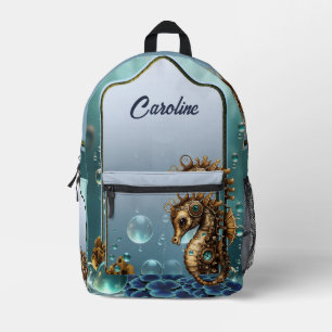 Wunderschönes kleines Steampunk-Seepferdchen. Bedruckter Rucksack