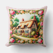 Wunderschönes Land Strohdach Hütte Kissen. Kissen (Vorderseite)