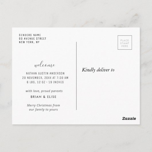 wunderschönes Leben | Geburtsankündigung Postkarte (Rückseite)