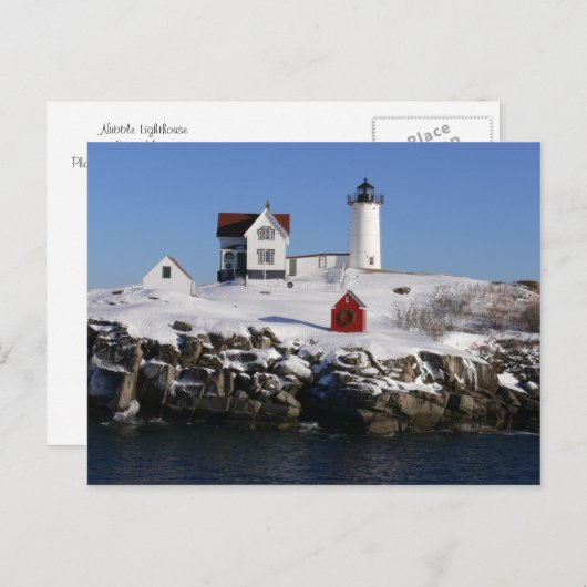 Wunderschönes Leuchtturm im Winter Postkarte (Vorne/Hinten)