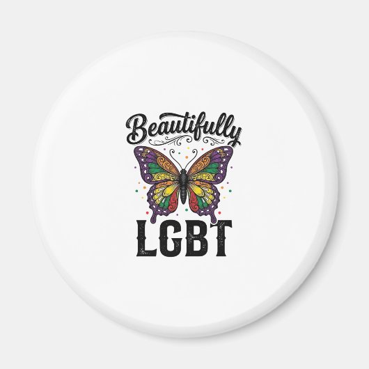 Wunderschönes LGBT Schmetterling Vintage Pride Shi Magnet (Vorne)