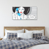 wunderschönes Mädchen, das anruft, hallo, POP Art Leinwanddruck (Insitu (Schlafzimmer))