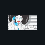 wunderschönes Mädchen, das anruft, hallo, POP Art Leinwanddruck<br><div class="desc">Pop Kunst Leinwand für schöne Dekoration. Schönes Mädchen ruft jemanden: Hallo. Nimm das Telefon ab!</div>