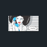 wunderschönes Mädchen, das anruft, hallo, POP Art Leinwanddruck<br><div class="desc">Pop Kunst Leinwand für schöne Dekoration. Schönes Mädchen ruft jemanden: Hallo. Nimm das Telefon ab!</div>