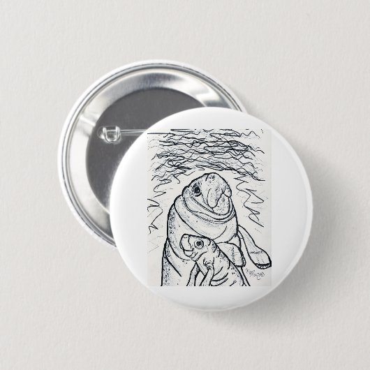 Wunderschönes Manatee Button (Vorne & Hinten)