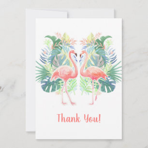 Wunderschönes Märchen für zwei Flamingo-Tropenblum Dankeskarte