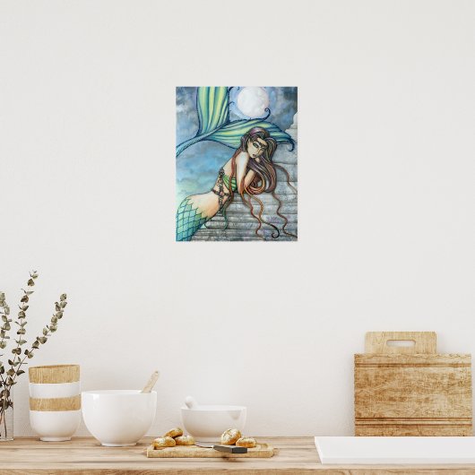 Wunderschönes Mermaid Wasserfarben-Poster drucken Poster (Küche)