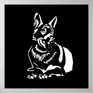 Wunderschönes Minimalistisches B&W German Shepherd Poster