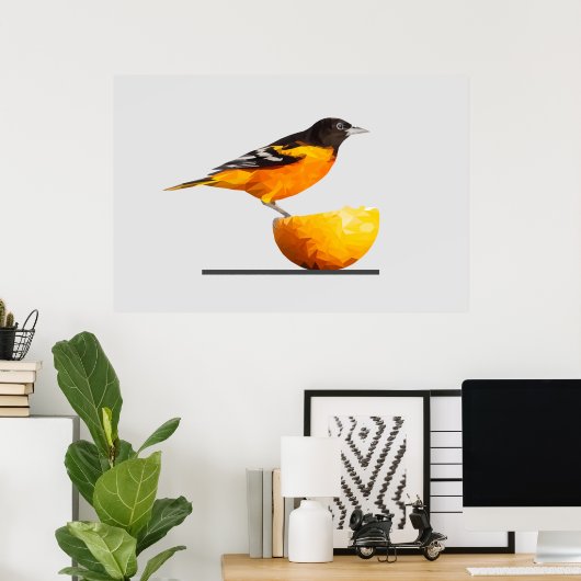 Wunderschönes Minimalistisches Oriole Bird Poster (Heimbüro)