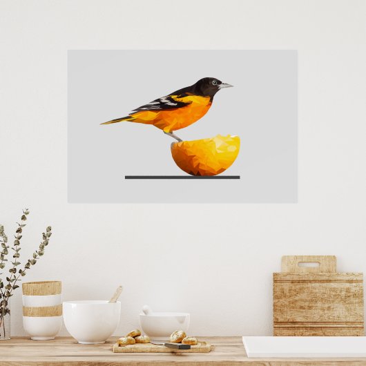 Wunderschönes Minimalistisches Oriole Bird Poster (Küche)