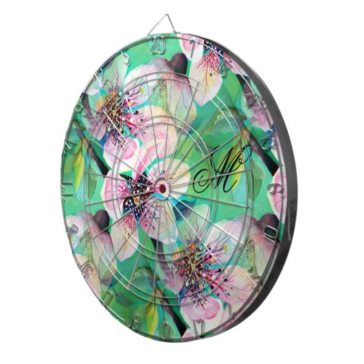 Wunderschönes Monogramm des Sakura-Kirschbaumes Dartscheibe (Vorderseite rechts)