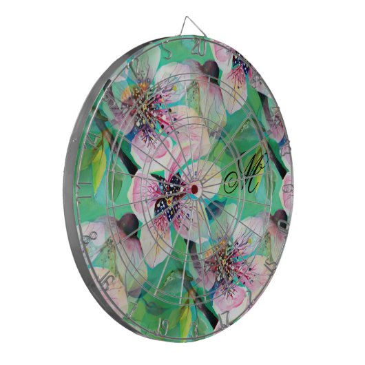 Wunderschönes Monogramm des Sakura-Kirschbaumes Dartscheibe (Vorderseite Links)