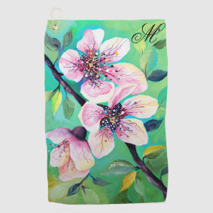 Wunderschönes Monogramm des Sakura-Kirschbaumes Golfhandtuch