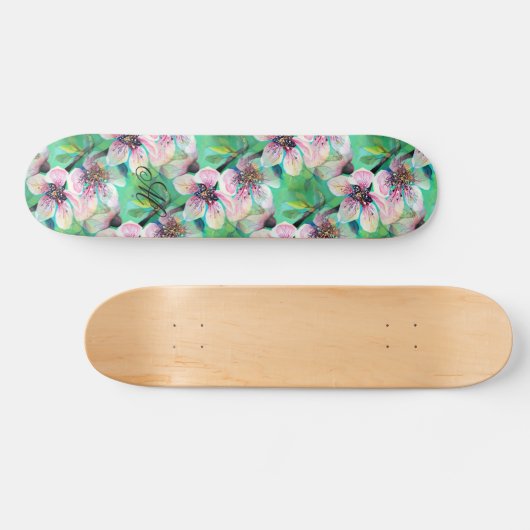 Wunderschönes Monogramm des Sakura-Kirschbaumes Skateboard (Horizontal)