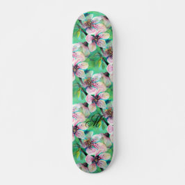 Wunderschönes Monogramm des Sakura-Kirschbaumes Skateboard