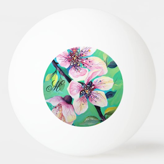 Wunderschönes Monogramm des Sakura-Kirschbaumes Tischtennisball (Vorderseite)