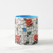 Wunderschönes Mosaik-Button und Muster der blauen Tasse (Zentrum)