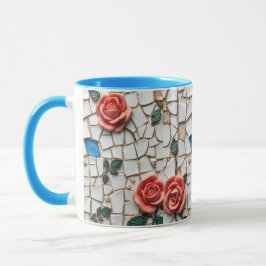 Wunderschönes Mosaik-Button und Muster der blauen  Tasse