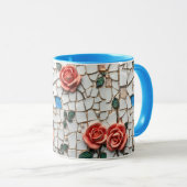 Wunderschönes Mosaik-Button und Muster der blauen Tasse (VorderseiteRechts)