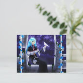 Wunderschönes Mysterienmädchen mit Taube Postkarte (Stehend Vorderseite)