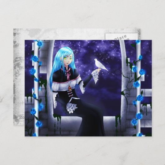 Wunderschönes Mysterienmädchen mit Taube Postkarte (Vorne/Hinten)