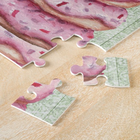 Wunderschönes, neugieriges Donut-Essen im Schlafzi Puzzle (Seite)