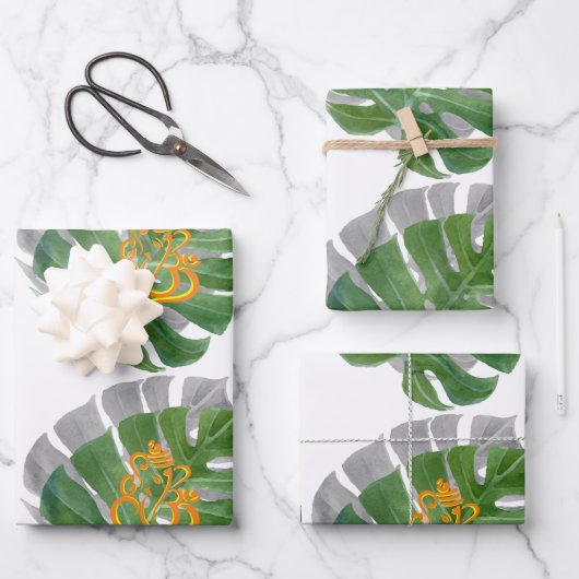 Wunderschönes Om Ganesh Wrapping Paper, Set von 3 Geschenkpapier Set (Vorderseite)