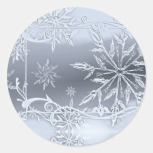 Wunderschönes perfektes Weihnachtssilber SNowflake Runder Aufkleber