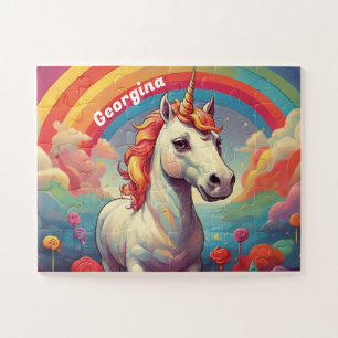 Wunderschönes, personalisiertes Vintage-Einhorn Puzzle