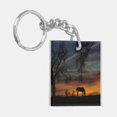 Wunderschönes Pferd im Südwesten des Sonnenaufgang Schlüsselanhänger (Vorderseite links)