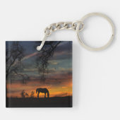 Wunderschönes Pferd im Südwesten des Sonnenaufgang Schlüsselanhänger (Rückseite)