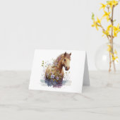 Wunderschönes Pferd mit Blume BLANK Karte (Gelbe Blume)